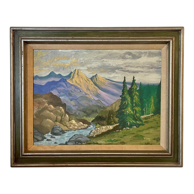 Oil Landscape Painting by Mariana 1964, Framed For Sale