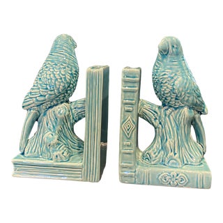 1970s Coastal Chic Porcelain Bird Bookends - a Pair For Sale