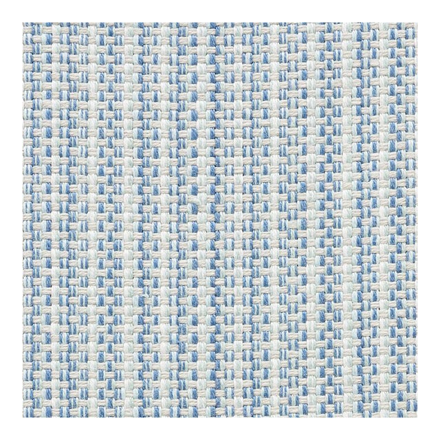 Sample - Schumacher Rustic Basketweave Indoor/Outdoor Fabric in Sky For Sale