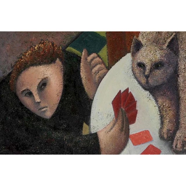 (Texas, born 1952) Card Game, 1984, signed lower right "JSSP", oil on canvas, 48 x 50 in; wood frame, 49-1/2 x 51-7/8 in.