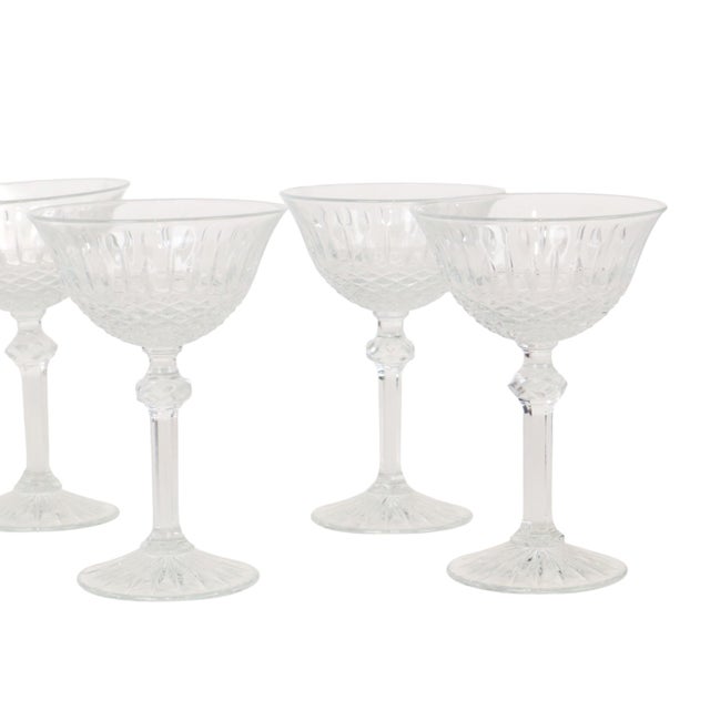 Vintage Regency Fidenza Crystal Champagne Glasses, 1980s, Set of 7 For Sale - Image 11 of 18