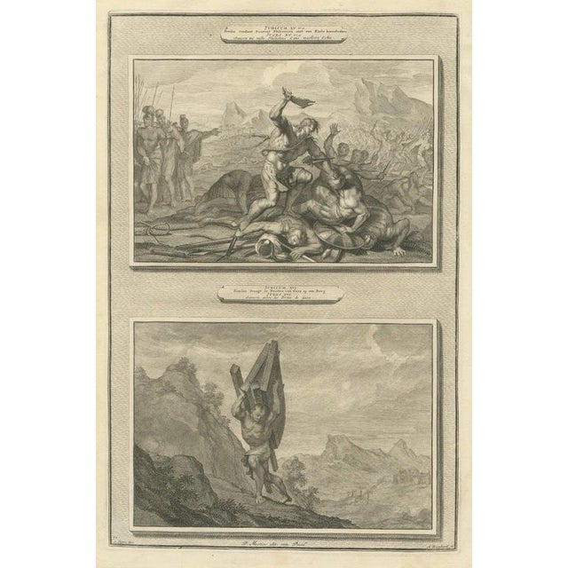 Pieter Mortier, Samson with the Jawbone and Samson Carries the Gates of Gaza, 1700, Engraving For Sale - Image 12 of 12