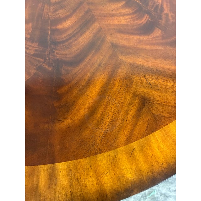 Vintage Maitland-Smith Regency Style Flame Mahogany Round Center Table With Brass Casters For Sale - Image 10 of 10