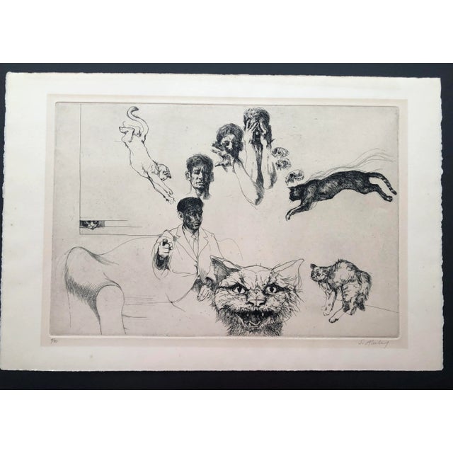 Self Portrait With Cats by Sigmund Abeles 1965 For Sale - Image 11 of 12