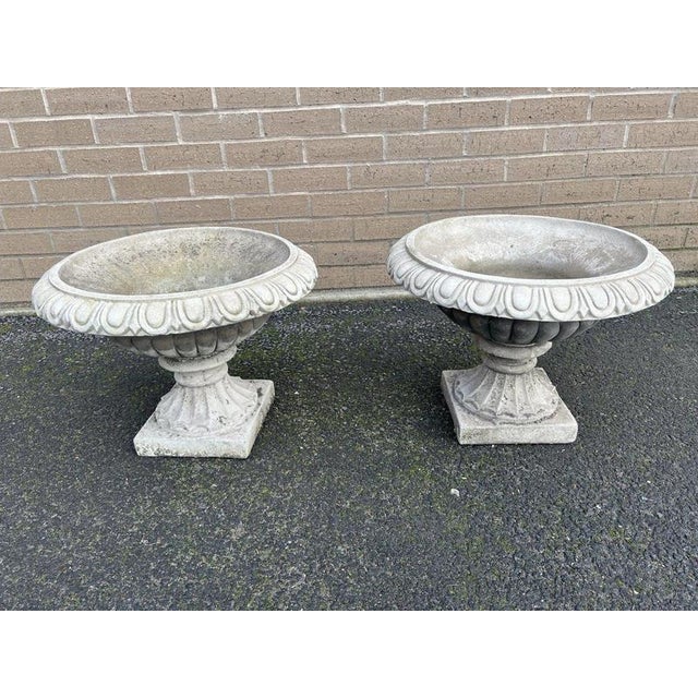 English Cast Stone Garden Urns, Set of 2 For Sale - Image 13 of 18