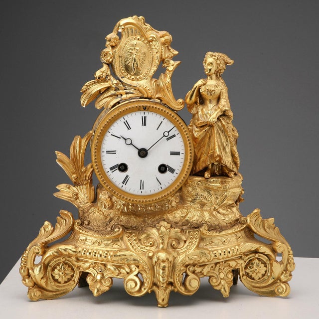 Parisian Table Clock in Gold Antimony For Sale - Image 11 of 11