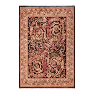 Art Nouveau 1990's Pak-Persian Black/Beige Wool Rug - 9'1'' X 11'3'' For Sale