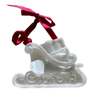 Tiffany & Co. Crystal Christmas Ornament Sleigh With Blue Felt Bag For Sale