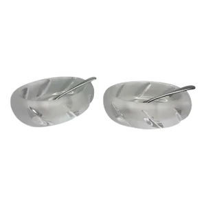 Pair of Lalique French Crystal Yseult Salt Cellars, 1990s