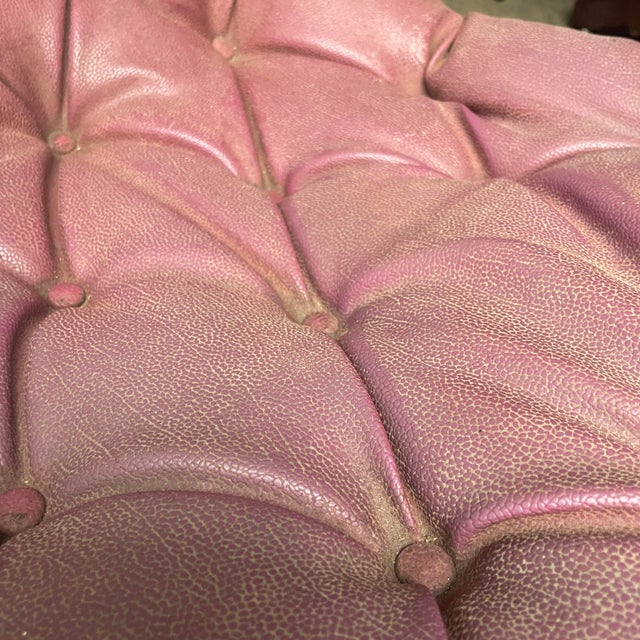 Wood Mid 20th Century Lee Woodard Brass and Tufted-Leatherette Rocker For Sale - Image 7 of 9