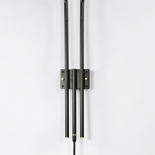 Mid-Century Modern Black Three Rotating Straight Arms Wall Lamp by Serge Mouille For Sale - Image 9 of 12