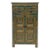 Distressed Teal Blue Green Tibetan Floral End Table Nightstand Cabinet For Sale
