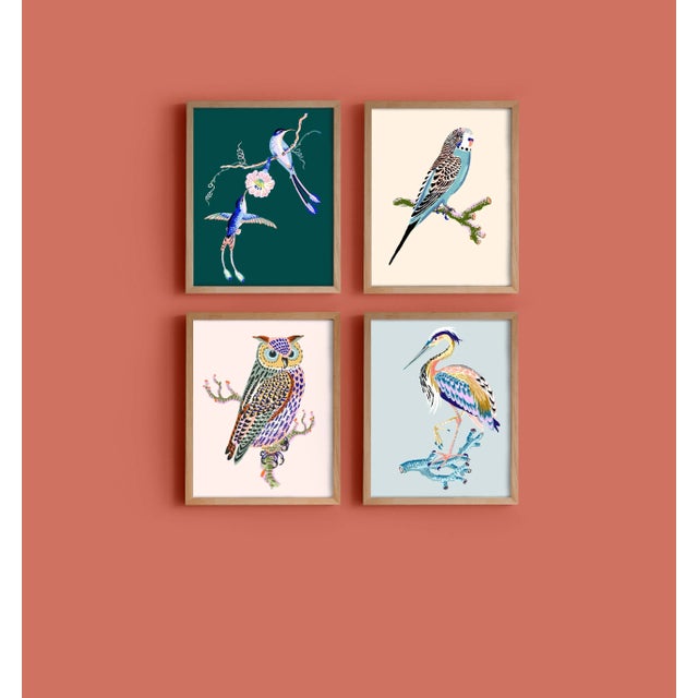 Contemporary Contemporary Hummingbird Giclée Print in Teal For Sale - Image 3 of 3