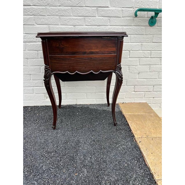 Antique Rococo Style Sewing Quilting Box Table With Lift Top For Sale - Image 11 of 11