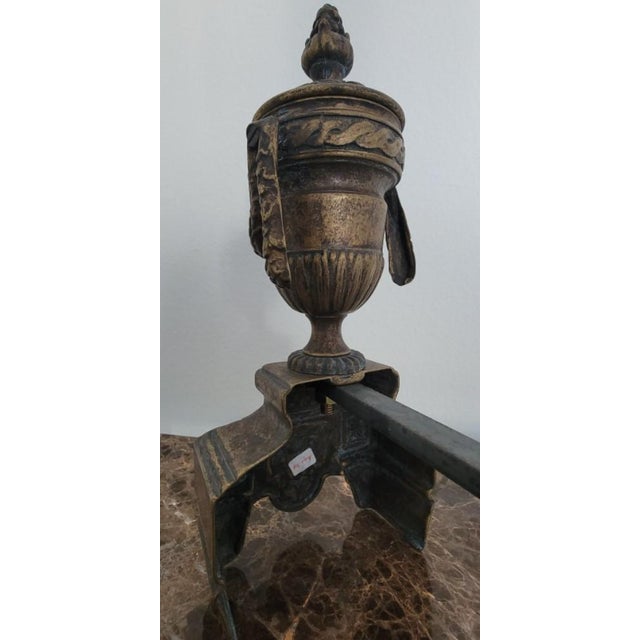 Metal Italian Die-Cast Brass Andiron Set in Antique Brass Finish - a Pair For Sale - Image 7 of 7
