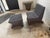 Postmodern Sculptural Slatted Lounge Chair and Matching Ottoman in Charcoal Gray, Circa 1990s For Sale In Chicago - Image 6 of 9