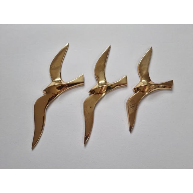 1960s Brass Wall Decor Sculptures of Seagulls, Austria, 1963, Set of 3 For Sale - Image 5 of 16