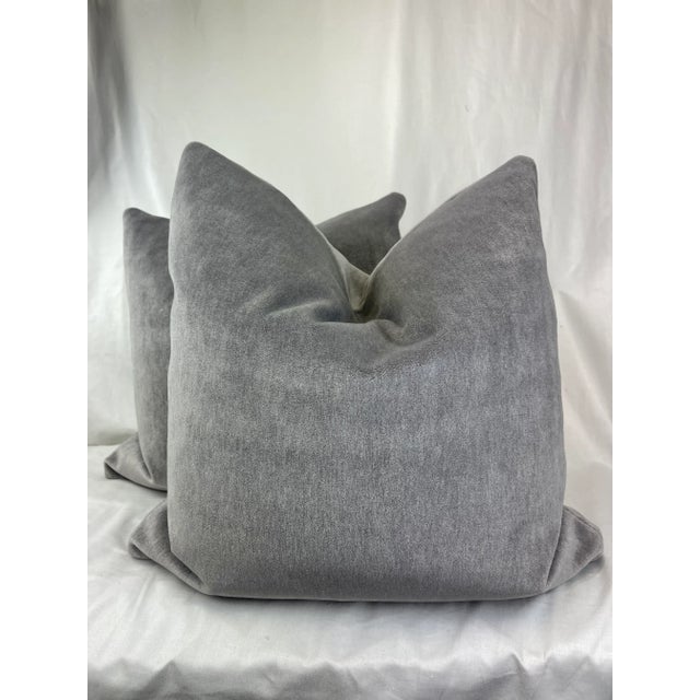 Pindler "Atlas Mohair" in Metal 22" Pillows-A Pair For Sale - Image 4 of 4
