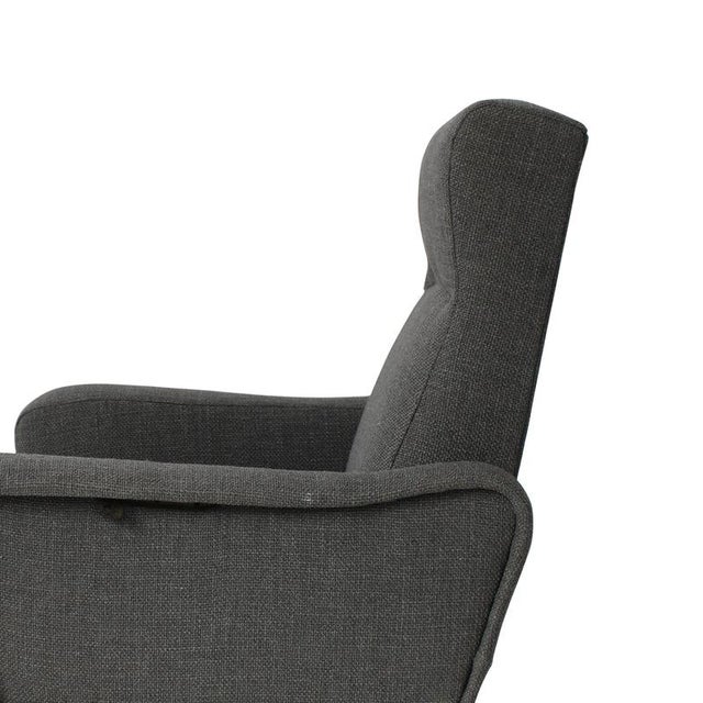 Mid-Century Modern Reclining Lounge Chair in Gray Fabric, Italy, 1950 For Sale - Image 6 of 9