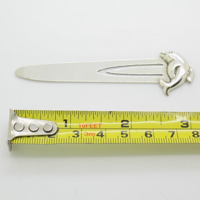 Vintage Italian Handmade Genuine Sterling Silver 925 Dolphin Bookmark For Sale - Image 10 of 11