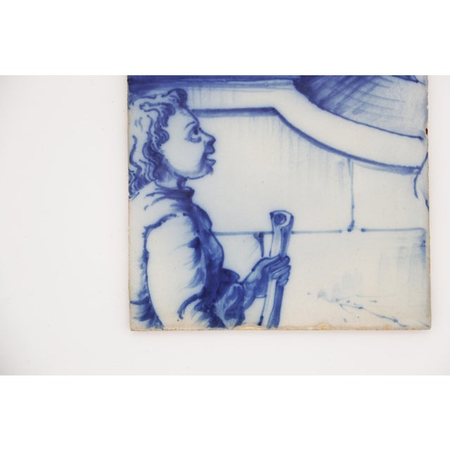 Baroque 19th Century Tile Depicting a Boy With a Stick, Portuguese Baroque For Sale - Image 3 of 11