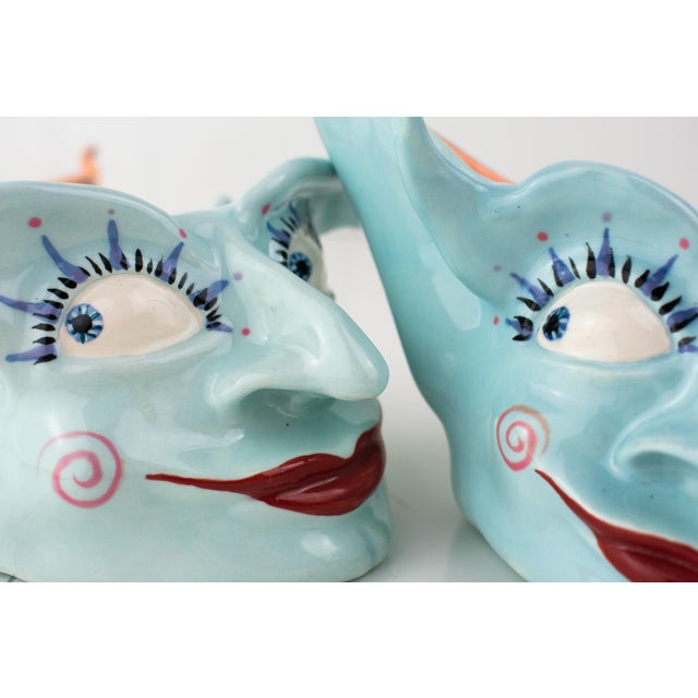 Original 1996 Signed Mark Switzer Studio Ceramics Sugar & Creamer Set For Sale - Image 11 of 17