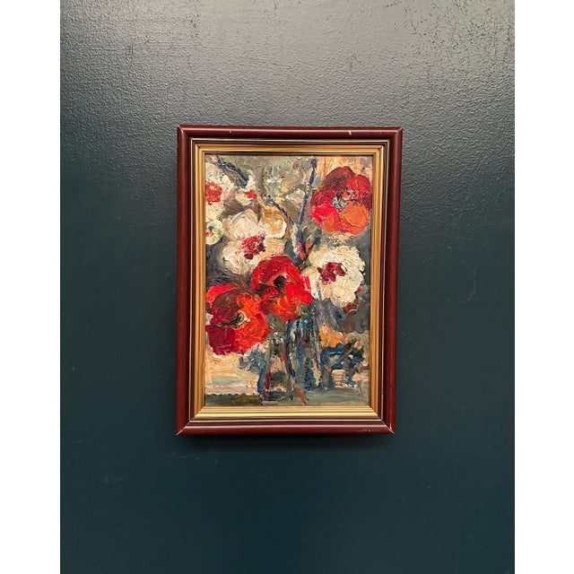L. Stokes, Red Poppies and White Blossoms, 1960s, Oil Painting on Canvas, Framed For Sale - Image 16 of 18