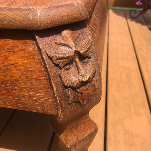 Antique Quarter Sawn Oak Caster Table/Plant Stand For Sale - Image 4 of 6