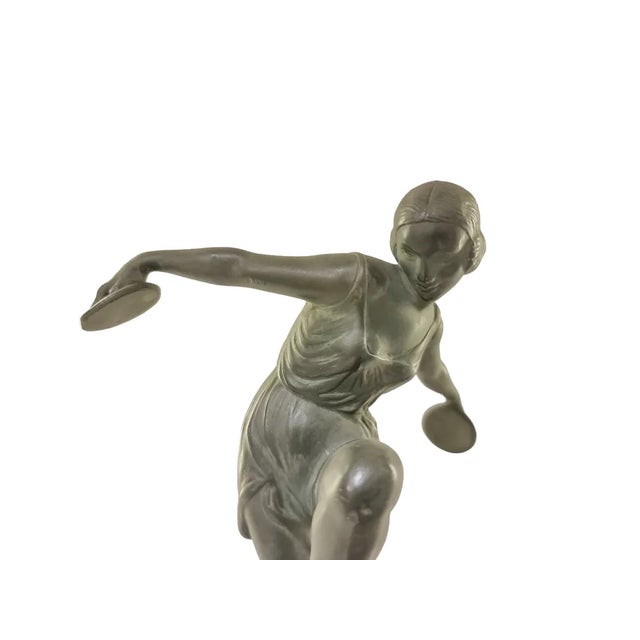 1920s Art Deco Figurine of Dancing Woman with Cymbals by Fayral for Verrier, 1920s For Sale - Image 5 of 7