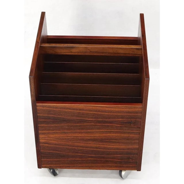 Danish Mid-Century Modern fine rosewood magazine rack storage.