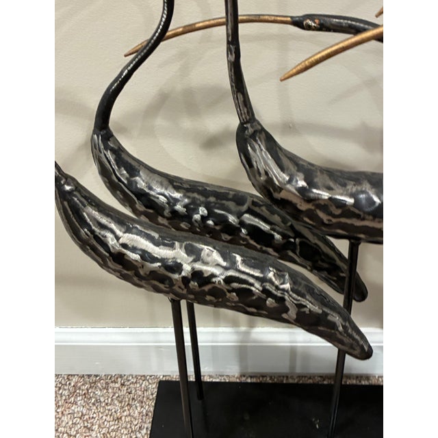 Mid-Century Modern Group of Egrets Large Metal Sculpture-in the Style of Joseph Famulari For Sale - Image 3 of 7