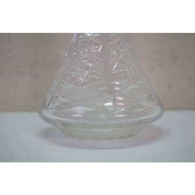 Vintage American Brilliant Cut Crystal Liquor Wine Bar Bottle Decanter For Sale - Image 9 of 17