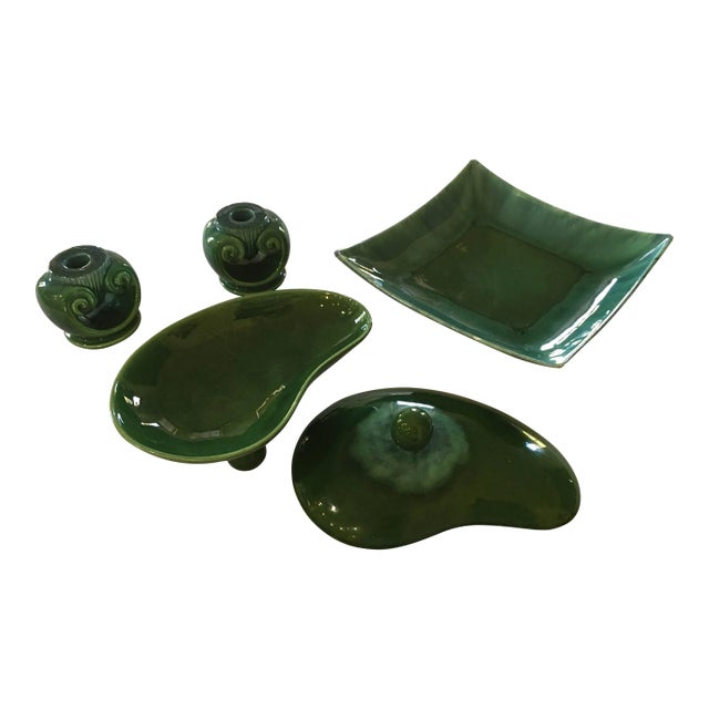 1950’s Vintage Royal Haeger Torquoise Pottery 4-Piece Set For Sale