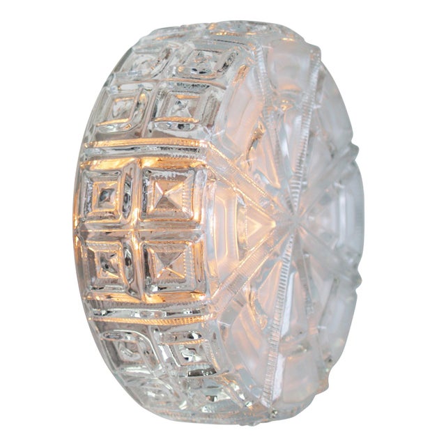Mid-Century Modern Mid-Century Round Clear Glass Sconce For Sale - Image 3 of 8