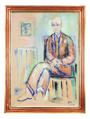 Sirio Pellegrini, Portrait, Mixed Media on Paper, 1950s
