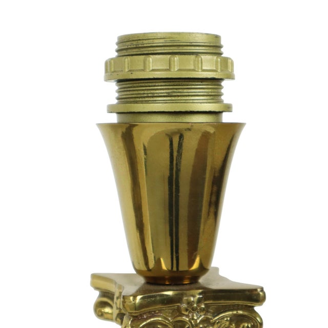 Hollywood Regency Lamps with Brass Pillar Column, 1950s, Set of 2 For Sale - Image 9 of 18