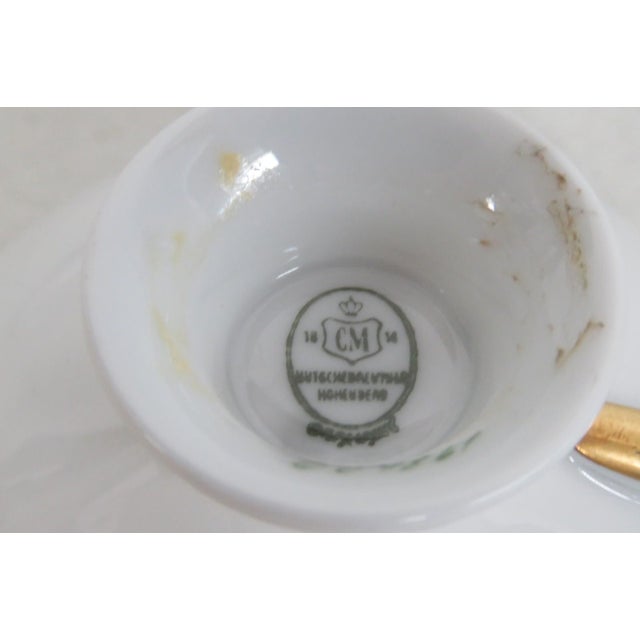 Mid 20th Century CM Hutschenreuther Germany Porcelain Cobalt Blue Gold Cups Saucers 4 pcs For Sale - Image 10 of 18