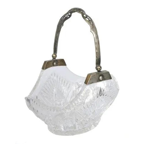 Crystal Serving Dish with Silver Finish For Sale - Image 4 of 4