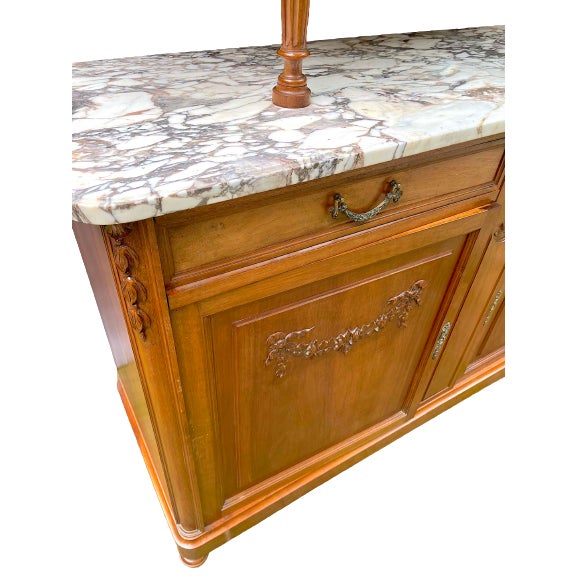 1920s Showcase Buffet, Curved Beveled Glass, Louis XVI Style, France 1920 For Sale - Image 5 of 8