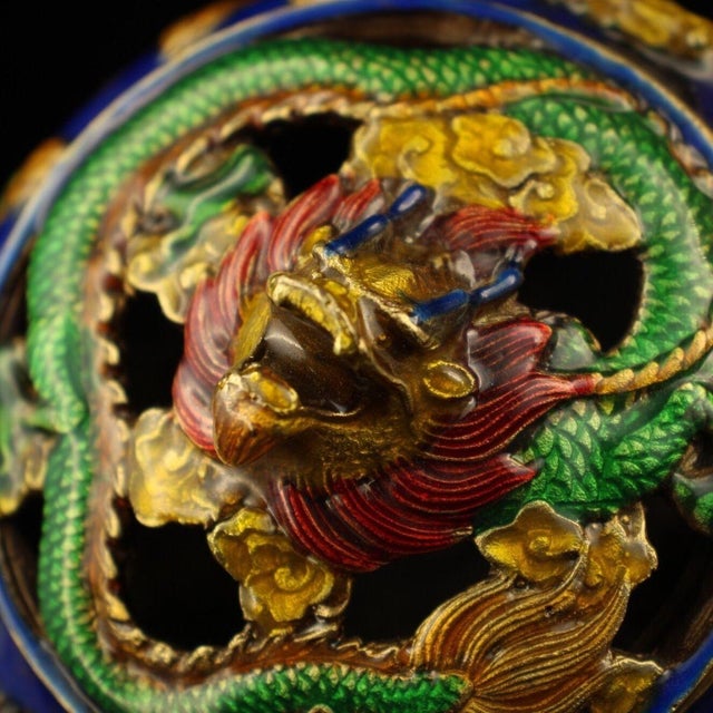 Vintage Cloisonne Enamel Incense Burner – 3.9" Gilt Dragon Tripod Censer For Sale - Image 9 of 9