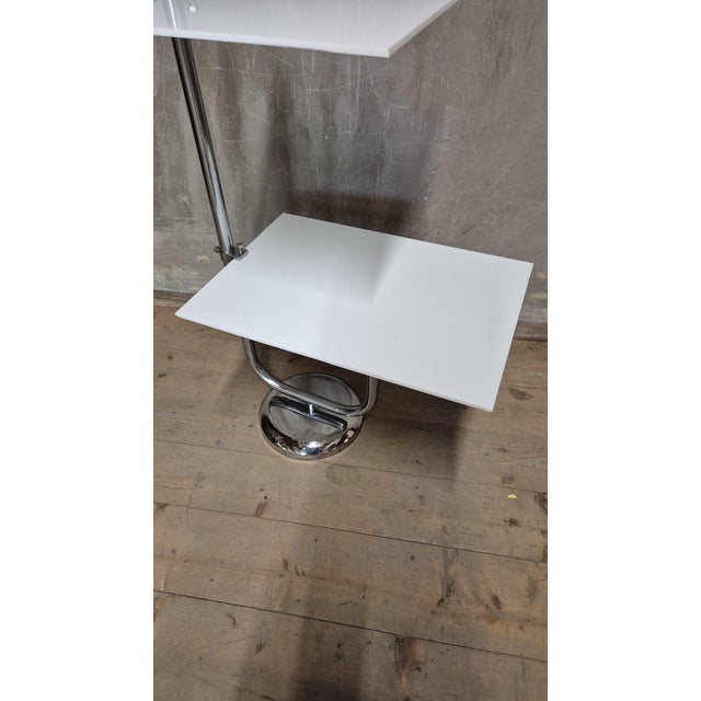 Vintage Chrome Flower Stand with Two White Shelves, Czechoslovakia, 1970s For Sale - Image 10 of 12
