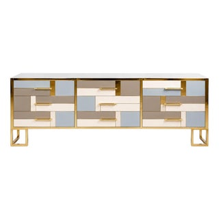 Italian Sideboard with Glass and Brass from Justfurnituress SRL For Sale