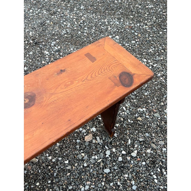 Wood Antique 19th Century Primitive Pine Meeting House Bench For Sale - Image 7 of 8