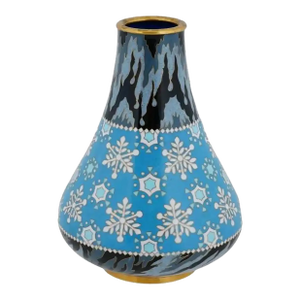 19th Century Chinese Cloisonne Enamel Brass Vase With Snowflakes