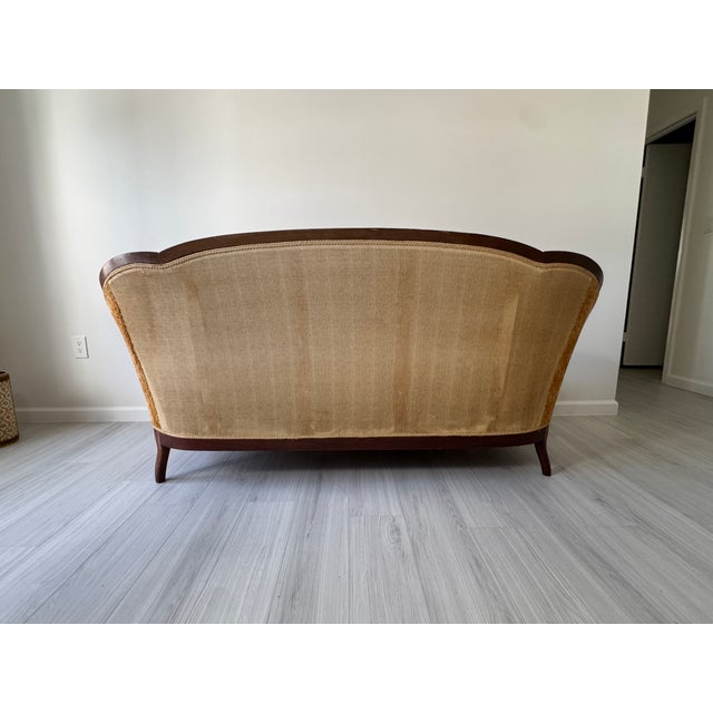 Wood 19th Century Parlor Sofa With Velvety Damask Upholstery For Sale - Image 7 of 16