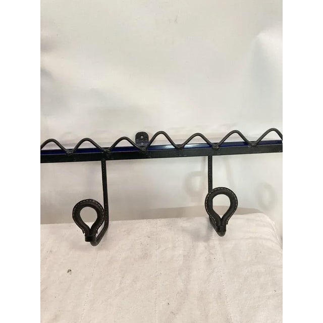 Glass Coat Rack in Leather by Jacques Adnet, 1950s For Sale - Image 7 of 12