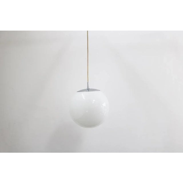 Mid-Century Modern Space Age Globe Pendant Light Ball Lamp Opal Glass from Peill & Putzler, 1970s For Sale - Image 3 of 6