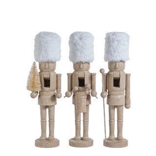 Ortwin Resin Nutcracker Figurines with Fur Hat, Set of 3 For Sale