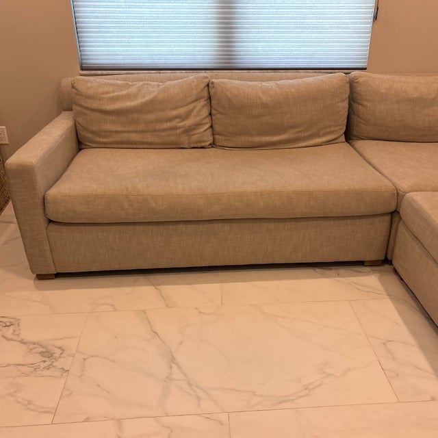 Beautiful Belgian track arm sectional sofa from restoration hardware perennial custom durable fabric. The fabric can be...