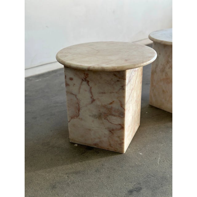 1990s Marble Plinth Side Tables - Pair For Sale In Los Angeles - Image 6 of 12